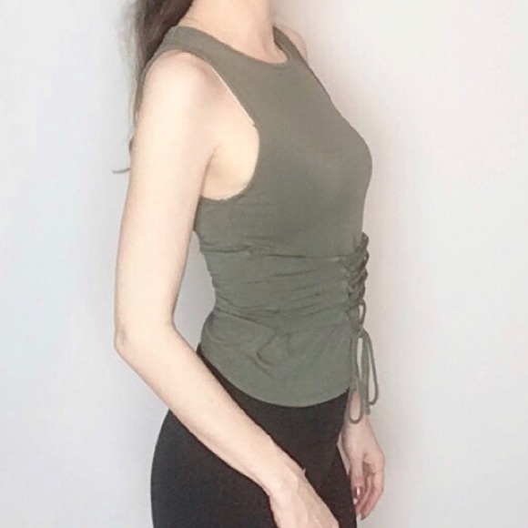 American Eagle Olive Corset Tank - Picture 3 of 5